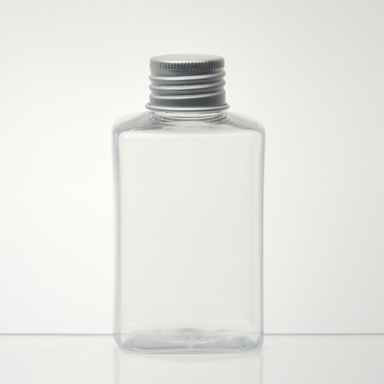 Botellas cuadradas de plástico transparente